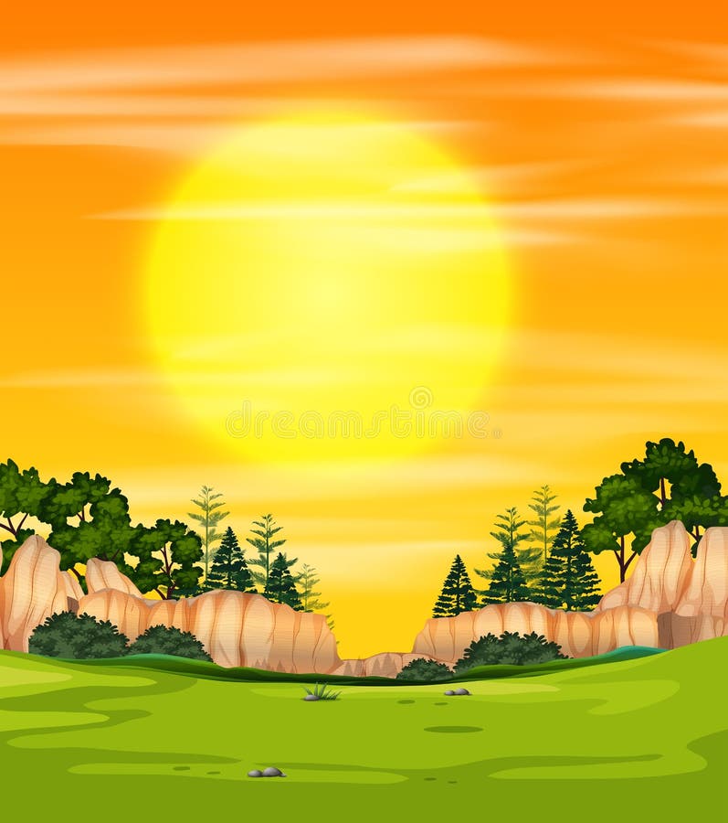 Une vue de nature de coucher du soleil illustration libre de droits Une vue de nature de coucher du soleil illustration libre de droits