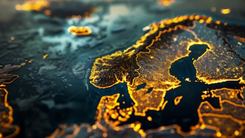 Une vue détaillée d'une carte interactive de l'europe montrant les frontières des pays villes et les caractéristiques géographique illustration de vecteur