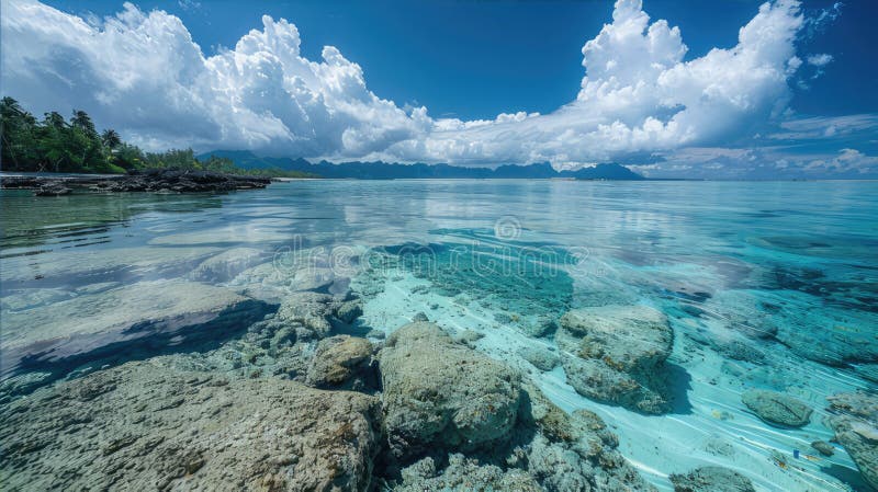 A breathtaking view of the ocean from a cliff, with majestic mountains in the background. The sky is filled with fluffy clouds, creating a stunning natural landscape AI generated. A breathtaking view of the ocean from a cliff, with majestic mountains in the background. The sky is filled with fluffy clouds, creating a stunning natural landscape AI generated