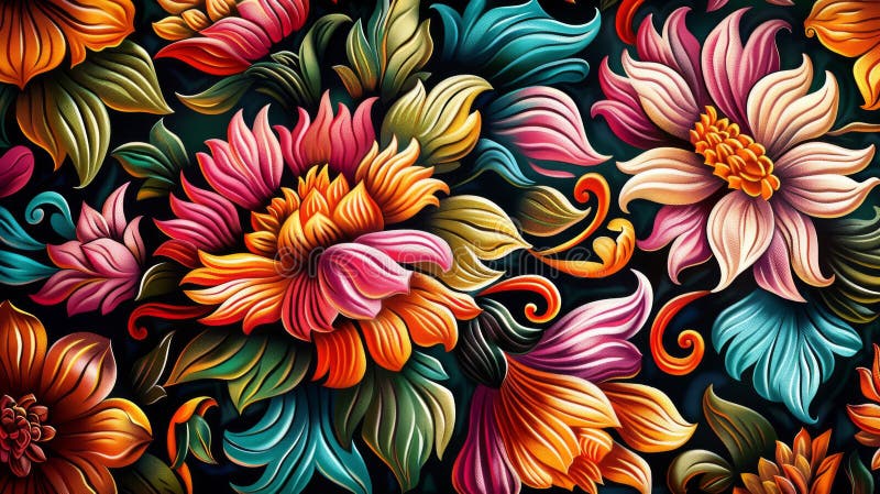 Une épaisse parcelle de fleurs sauvages dans une symphonie colorée de violet rose et jaune illustration libre de droits