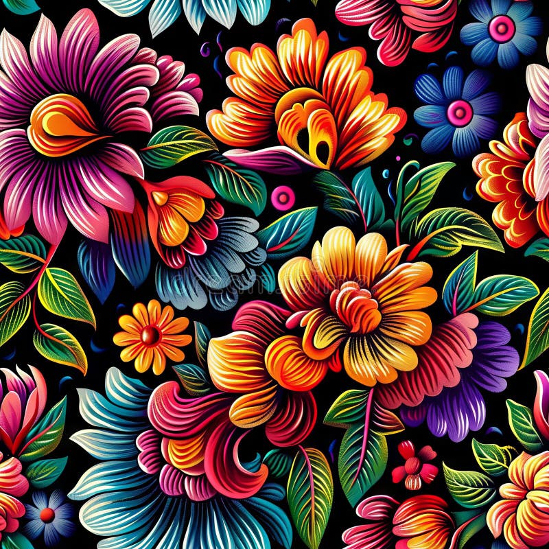 Une épaisse parcelle de fleurs sauvages dans une symphonie colorée de violet rose et jaune illustration stock