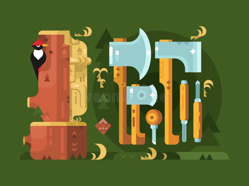 Unelte pentru prelucrarea lemnului stock illustration