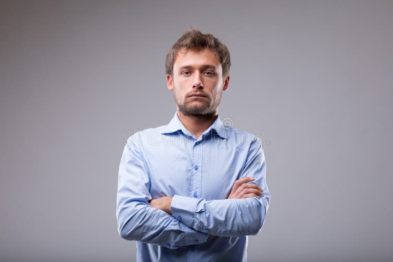 Unemotional man with a deadpan expression royalty free stock photography
