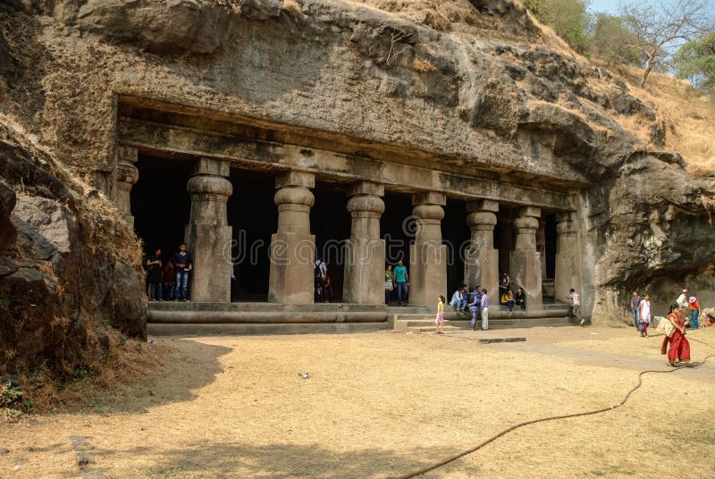 UNESCO Hinduska świątynia, Elephanta wyspy jamy blisko Mumbai, Bomba fotografia royalty free UNESCO Hinduska świątynia, Elephanta wyspy jamy blisko Mumbai, Bomba fotografia royalty free