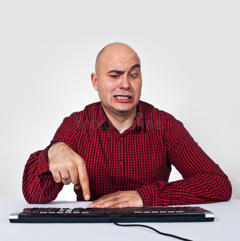 Man with computer keybaord stock image. Image of caucasian 30163655