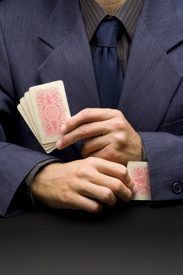 Unfair businessman - metaphor with card player. Unfair businessman - metaphor with card player