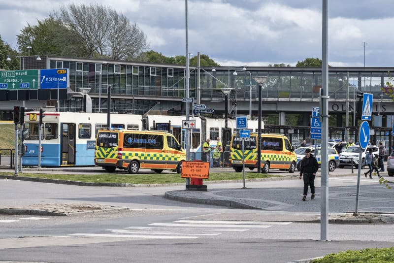 Unfall auf einer Tram in Mölndal, Schweden stockbilder Unfall auf einer Tram in Mölndal, Schweden stockbilder