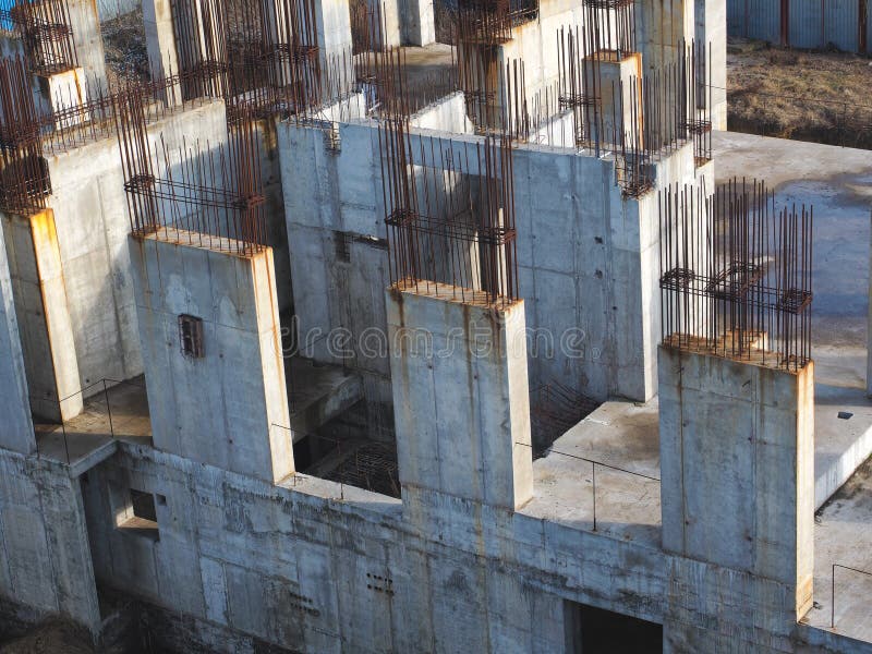 Unfinished Cement Building At A Construction Site. Energy Efficiency