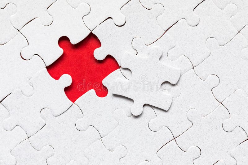 Unfinished White Jigsaw Puzzle Pieces. Fill in Pieces of the Jigsaw