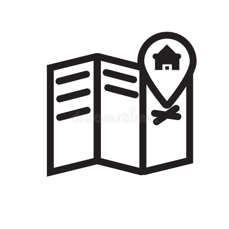 Unfolded map with location mark icon vector sign and symbol isolated on white background, Unfolded map with location mark logo co vector illustration