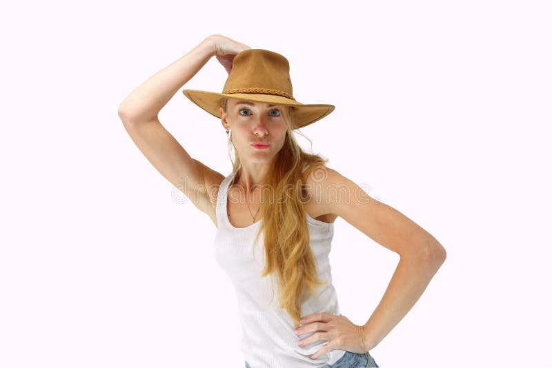 Ung dam i cowboyhatt fotografering för bildbyråer Ung dam i cowboyhatt fotografering för bildbyråer