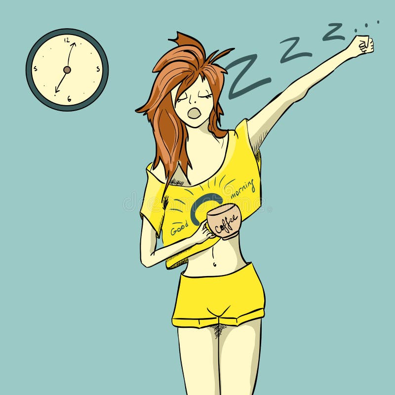 Ung morgonflicka stock illustrationer