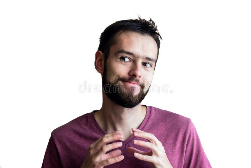 Ung stilig man som förväntar sig fördelar En känsla av att föregripa något gott och vackert, ett tilltalande utseende royaltyfri bild Ung stilig man som förväntar sig fördelar En känsla av att föregripa något gott och vackert, ett tilltalande utseende royaltyfri bild