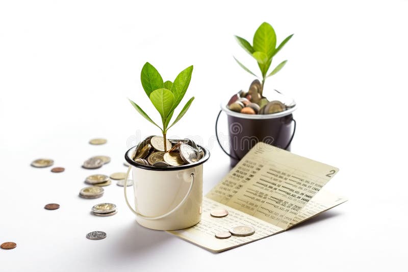 Ung växt som växer i exponeringsglaskrus av myntkontobankbok, sparande pengar, investering och finansiellt arkivbild Ung växt som växer i exponeringsglaskrus av myntkontobankbok, sparande pengar, investering och finansiellt arkivbild
