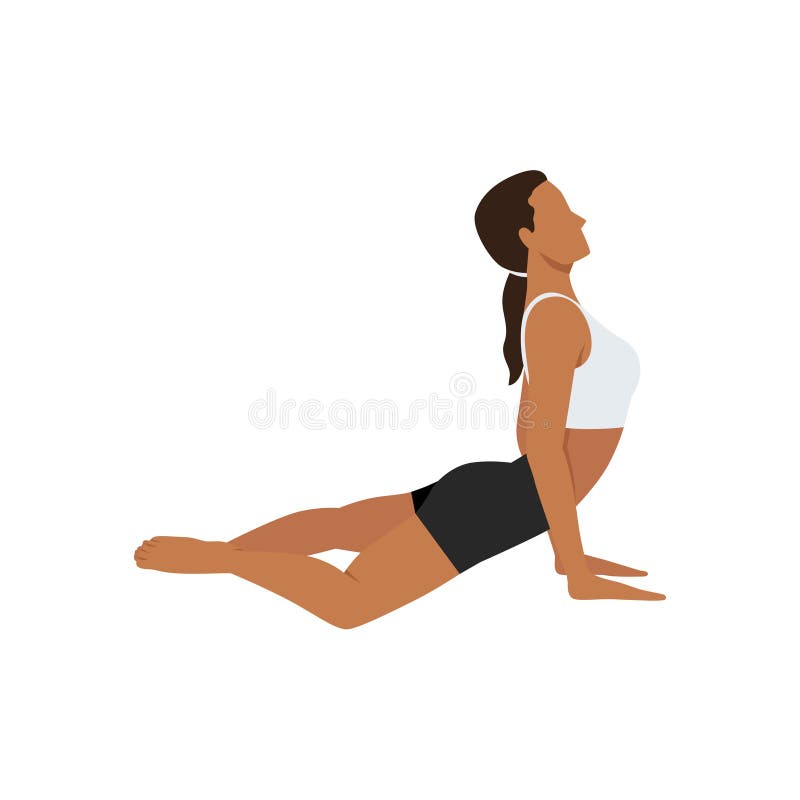 Unga kvinnor som tränar i grodkobra eller bheka bhujangasana yoga träning royaltyfri illustrationer