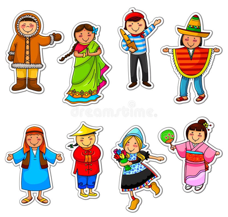 Kids in different traditional costumes. Kids in different traditional costumes