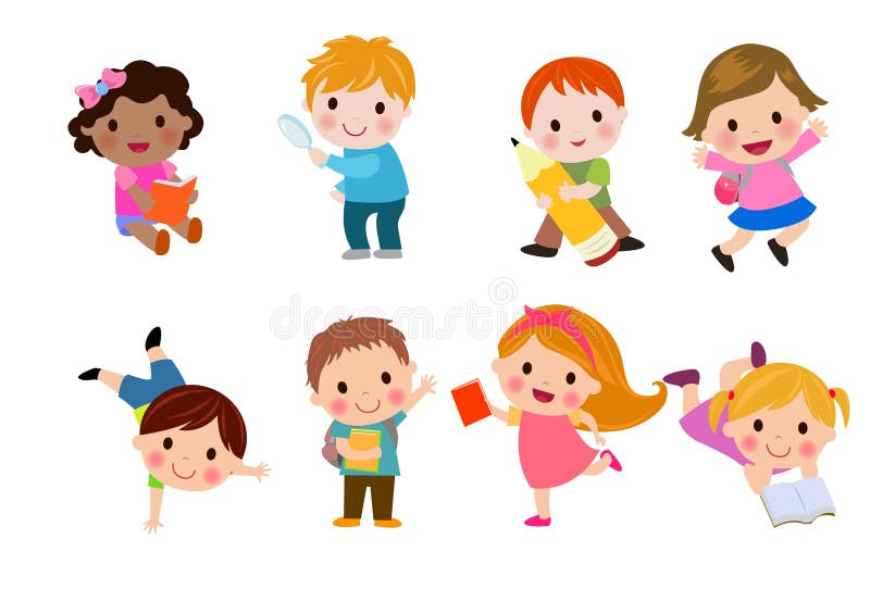 Illustration of kids go to school, back to school, Cute cartoon children, happy children. Illustration of kids go to school, back to school, Cute cartoon children, happy children