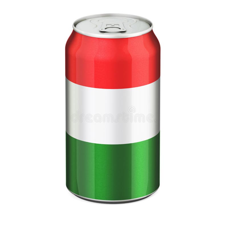 Ungarische Fahne auf dem Getränk metallische Dose 3D Rendering gemalt