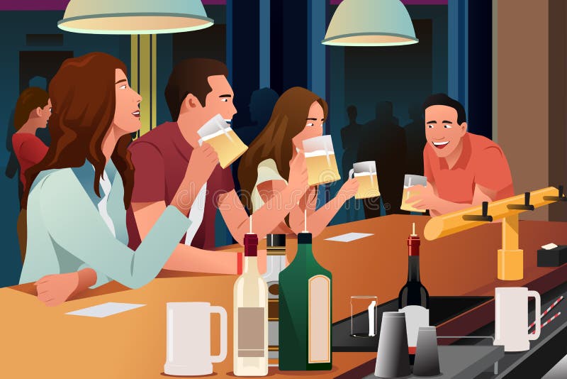 Ungdomarsom har gyckel i en stång stock illustrationer Ungdomarsom har gyckel i en stång stock illustrationer