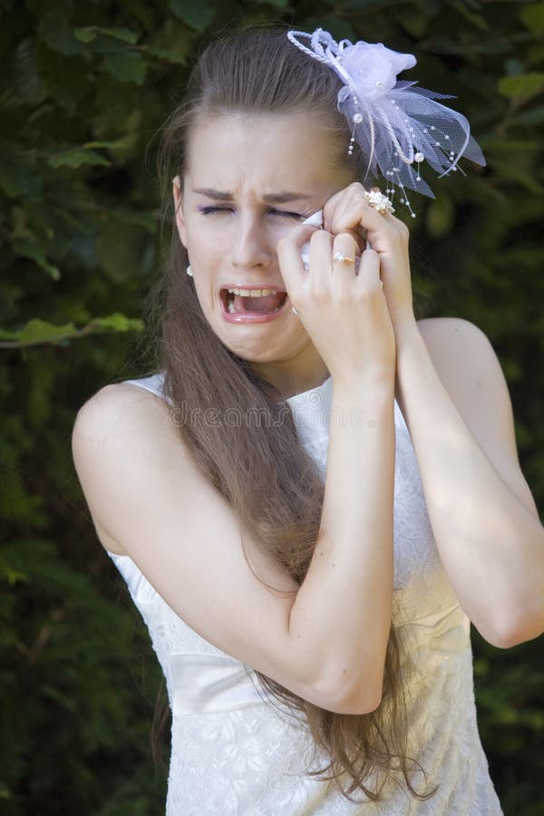 Unhappy bride crying