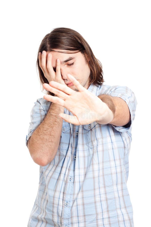 Unhappy man stock image