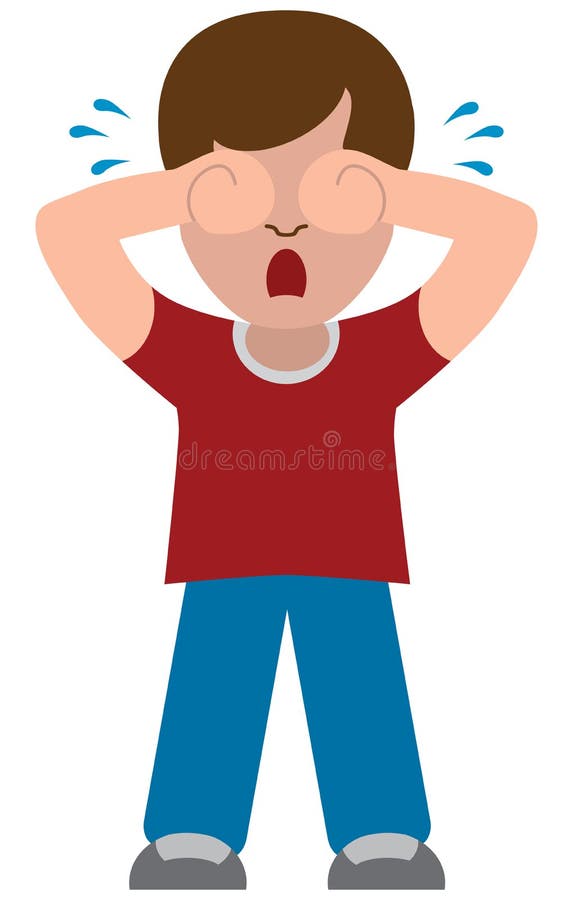 Unhappy Young Cartoon Boy Crying Stock Vector - Illustration of child,  eyes: 112114846