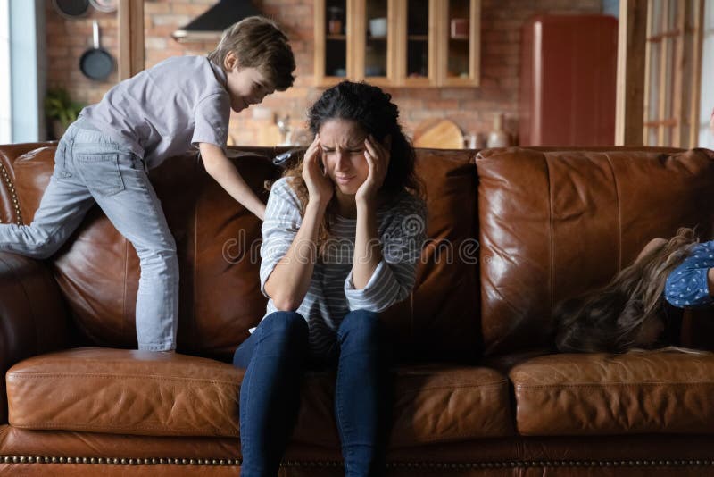 Naught Mom Unhappy Young Mother Distressed by Naughty Son Stock Photo - Image of irritated, bother: 200672780