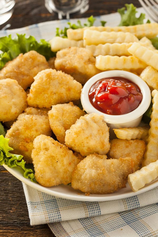 Unhealthy Chicken Nuggets and Fries Stock Photo Image of meat