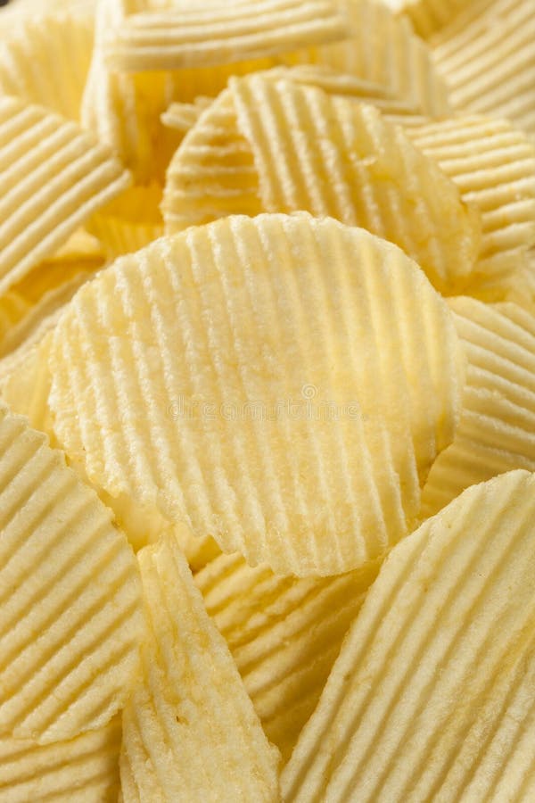 Unhealthy Crinkle Cut Potato Chips Stock Image Image of slice, salted