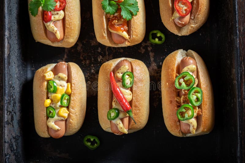 Unhealthy Mini Hot Dogs As a Quick Appetizers Stock Image Image of