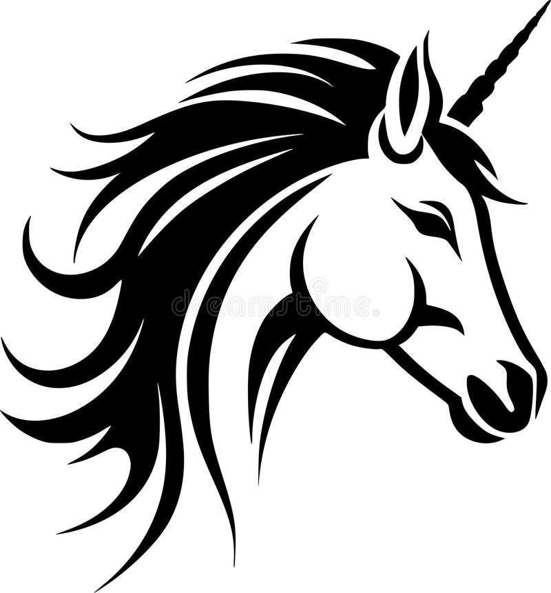 Unicorn - Black and White Vector Illustration Stock Illustration
