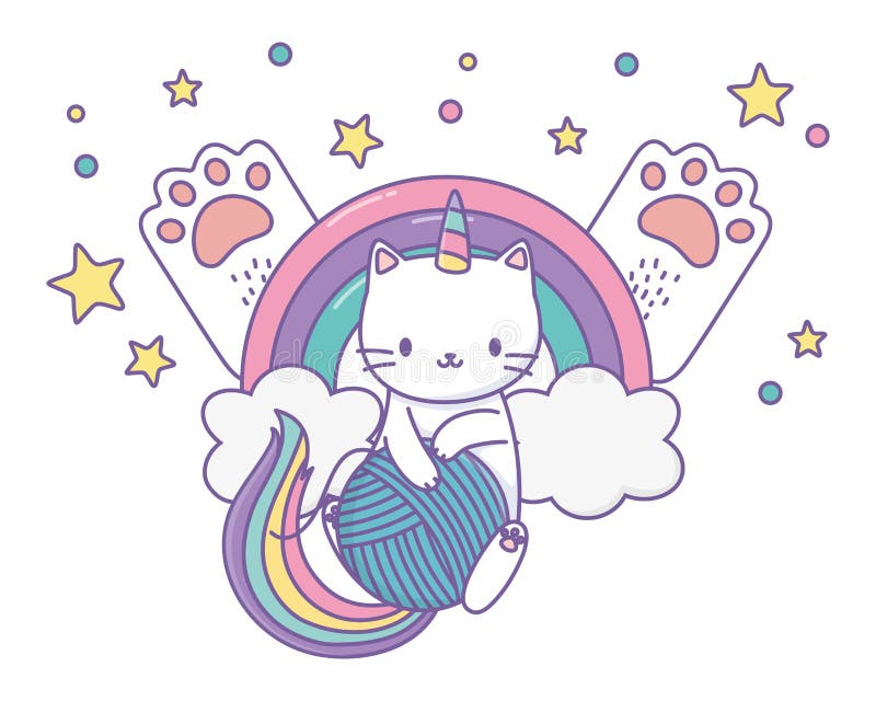 Unicorn Cat Cartoon Vector Design Stock Vector - Illustration of kawaii ...