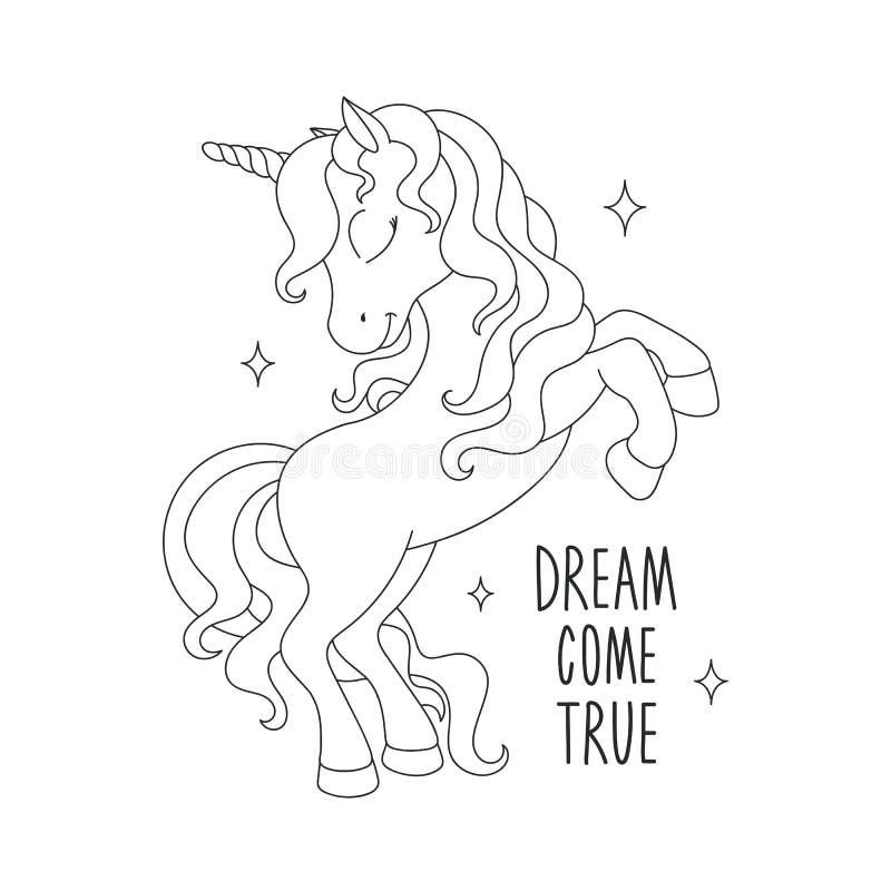 unicorn coloring pages dream come true text illustration