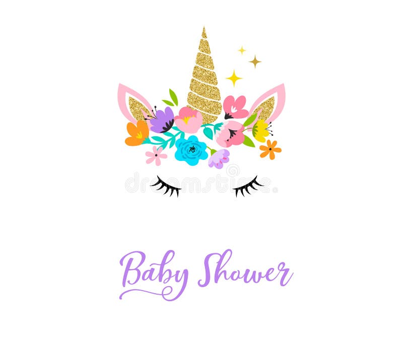 Unicorn head with flowers - card and shirt design. Unicorn cute illustration - card and shirt design stock illustration Unicorn head with flowers - card and shirt design. Unicorn cute illustration - card and shirt design stock illustration