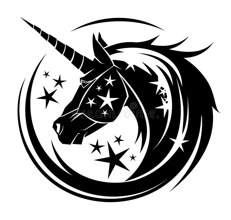 Download Unicorn Head Circle Tattoo Illustration Stock Vector ...