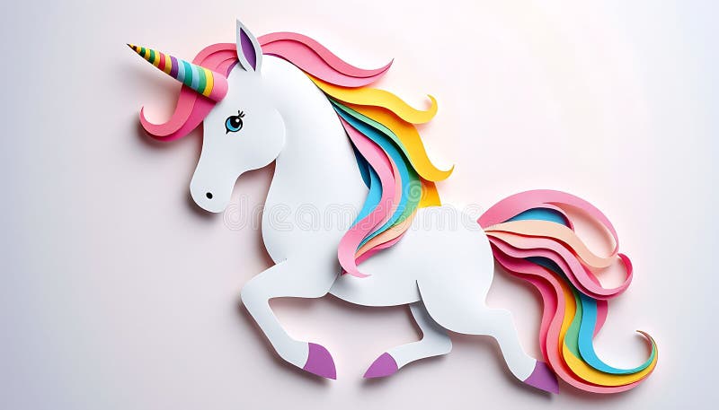 Unicorn head sculpture fantasy art mythical creatura colorată design Stock Photo Generative AI royalty free illustration