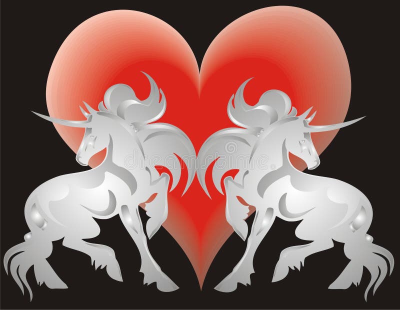 Unicorn and Heart stock illustration. Illustration of stallion - 4356332