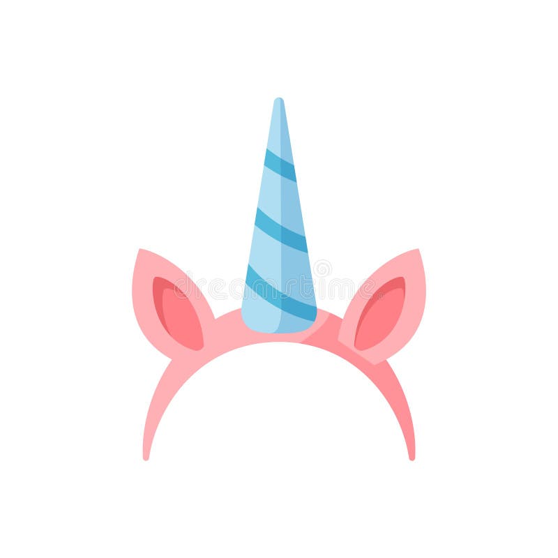 Unicorn Horn and Ears on Headband, Flat Cartoon Vector Illustration ...