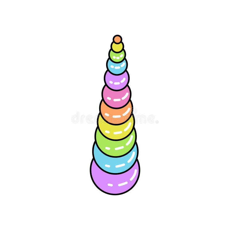 Unicorn Horn Rainbow Pastel Black Outline Stock Vector - Illustration ...