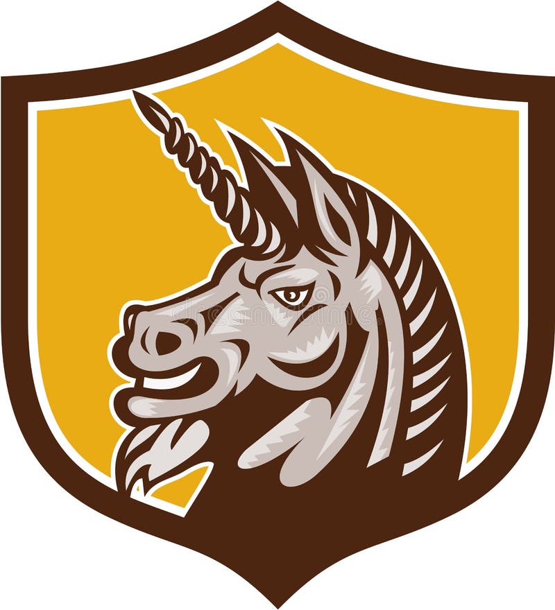 Unicorn Horse Head Side Crest Retro