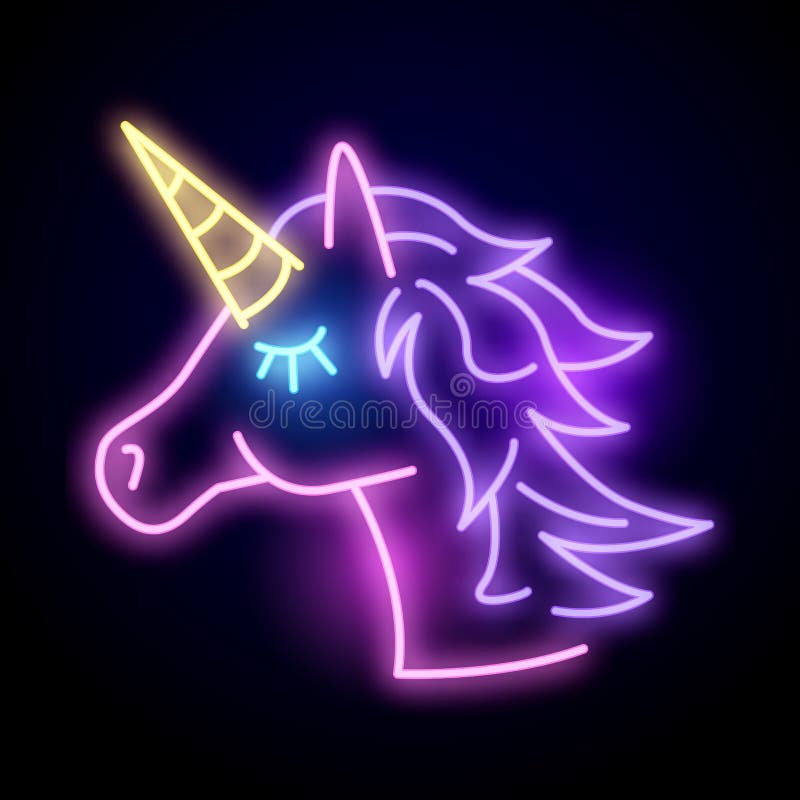 Colourful glowing neon unicorn light sign. Layered vector illustration. Colourful glowing neon unicorn light sign. Layered vector illustration.