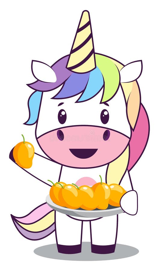 Unicorn with mangos, illustration, vector stock illustration