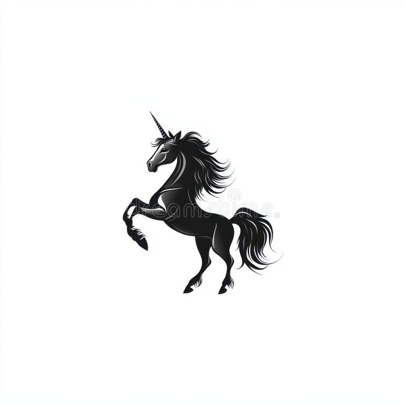 Unicorn Negru Maiestuos Crescând Designul Elegant royalty free illustration