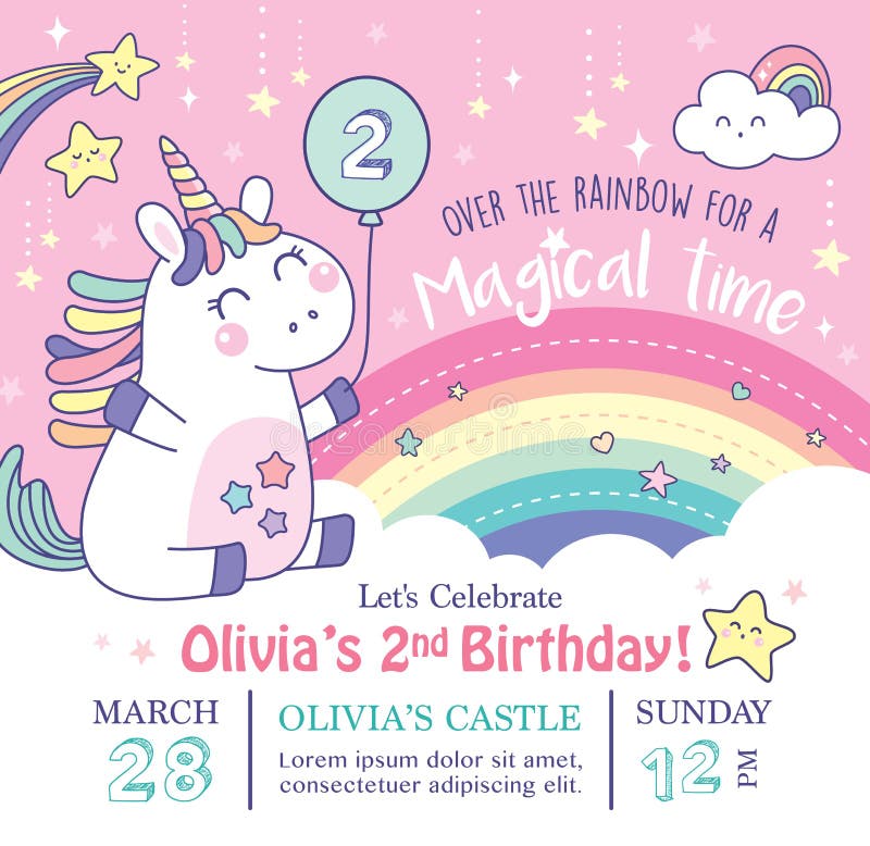 Unicorn Party Invitation Card Stock Illustrations 3,854 Unicorn Party