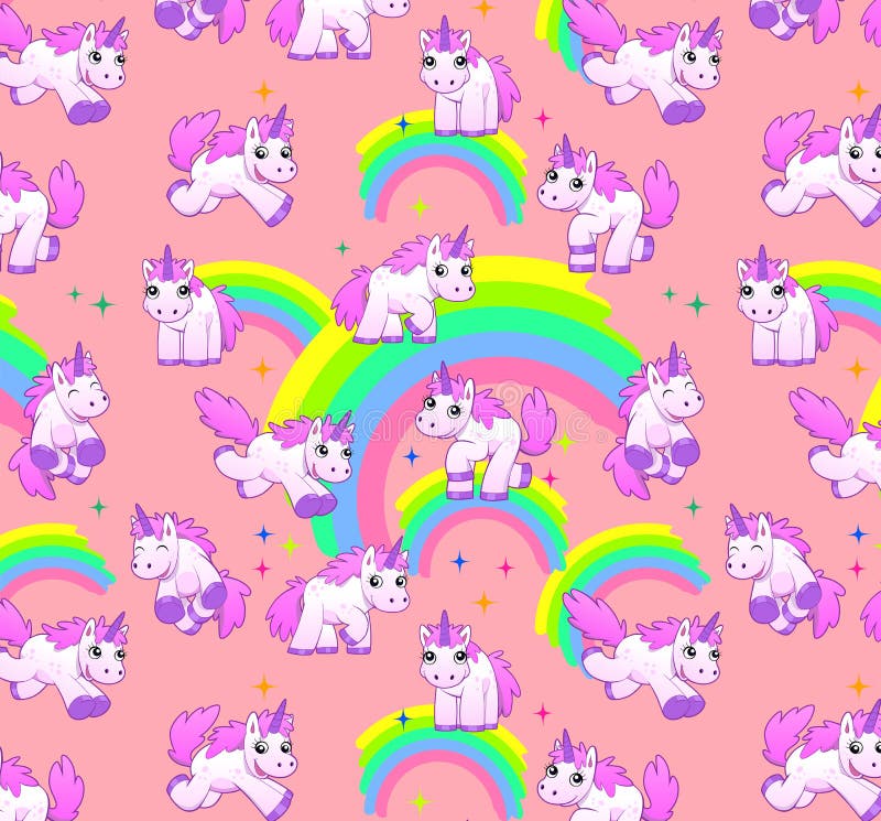 Unicorn pattern pink stock illustration. Illustration of happy - 39768626