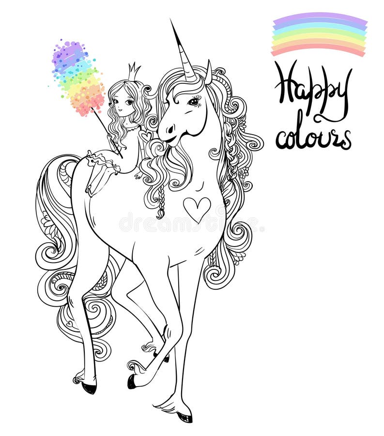 Unicorn and princess stock illustration Unicorn and princess stock illustration