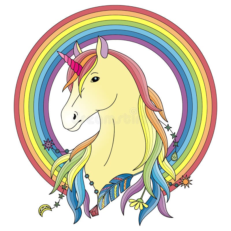 Unicorn with Rainbow stock vector. Illustration of contemporary - 103168317