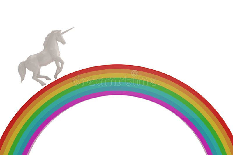 Unicorn with Rainbow Isolated on White Background 3D Illustration Stock  Illustration - Illustration of sign, embroidery: 141463821