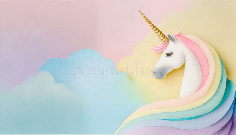 unicorn with a rainbow and a rainbow. fantasy illustration of fairy tale.