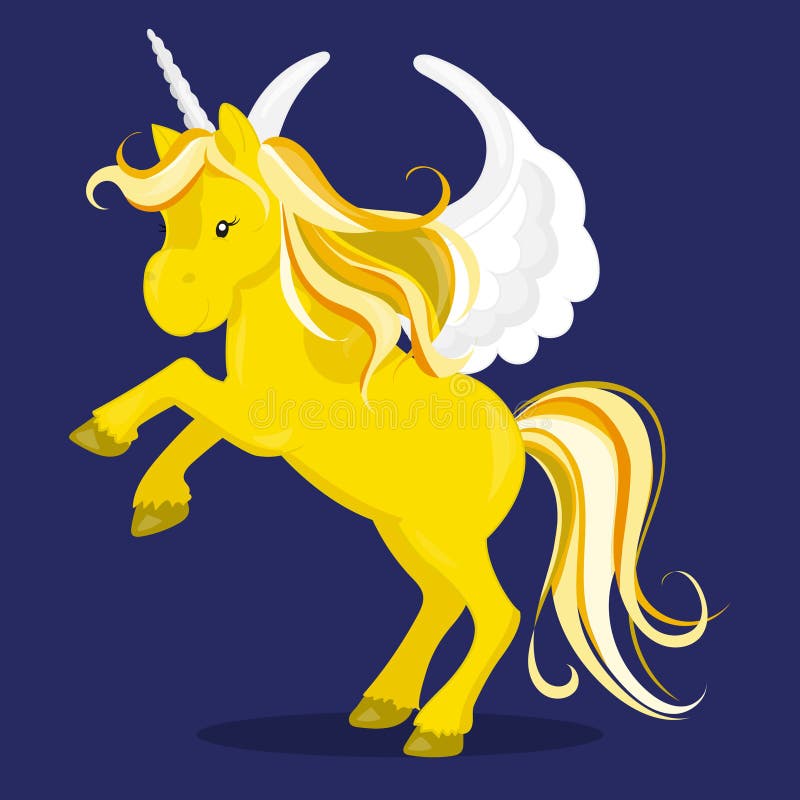 Unicorn and Rainbows Yellow 03 Stock Vector - Illustration of vector ...